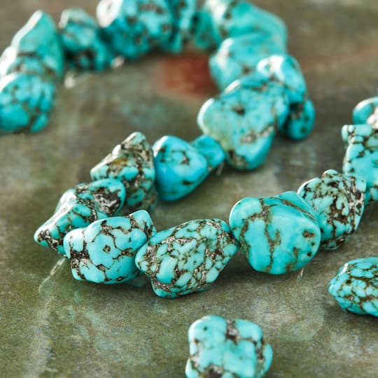 12 Pack: Turquoise Howlite Nuggets, 10mm by Bead Landing™